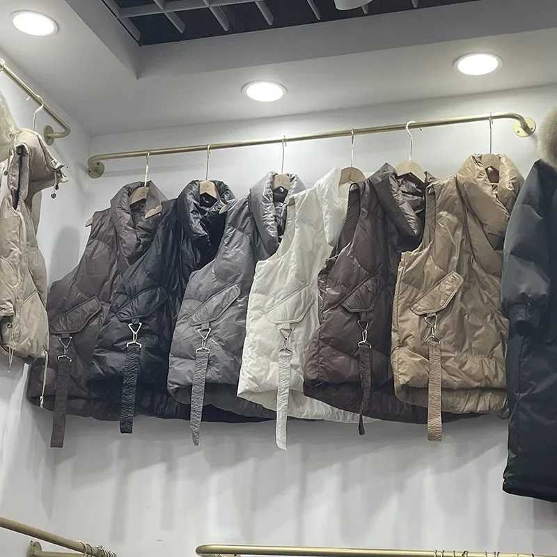 Down Cotton Vest Women Loose Solid Sleeveless Jacket Coat Female Black White Warm Vests Autumn Lightweight Waistcoat WinterT251129
