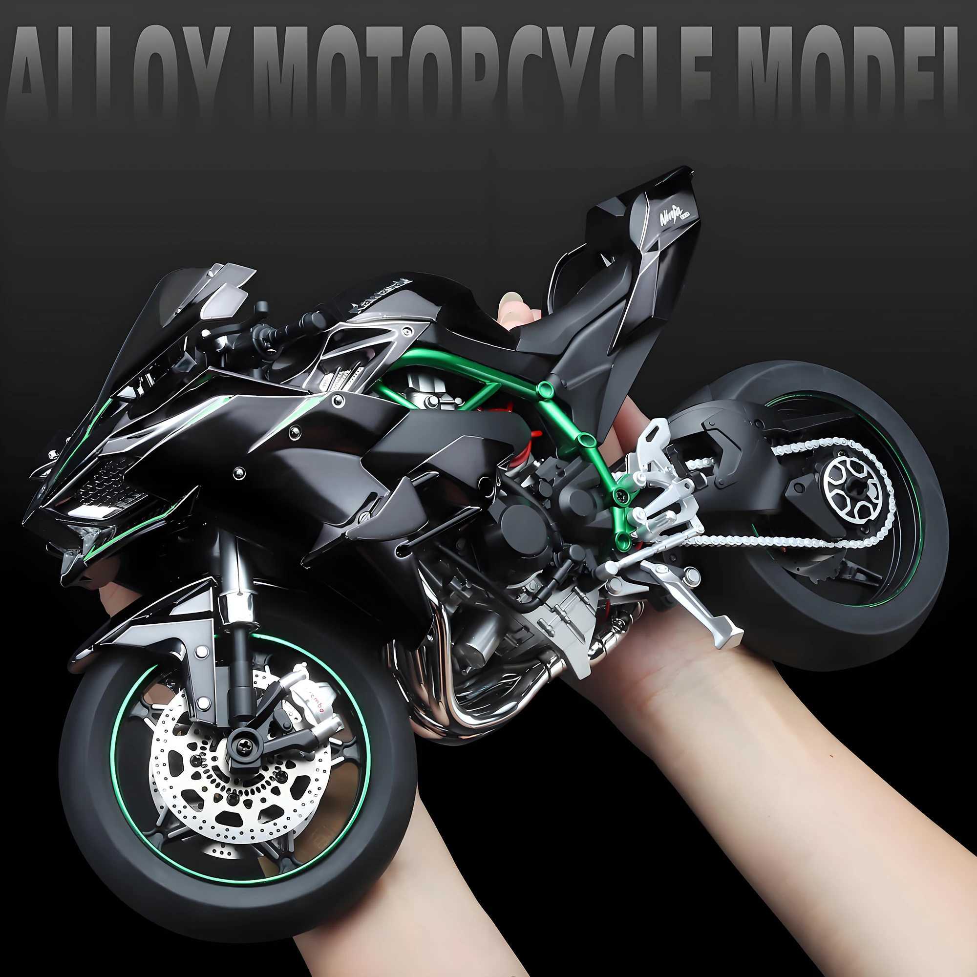 Spray 1/6 Kawasaki Ninja H2R Alloy Metal Diecast Motorcycle Model Car Holiday gift with motorcycle display box set J251129