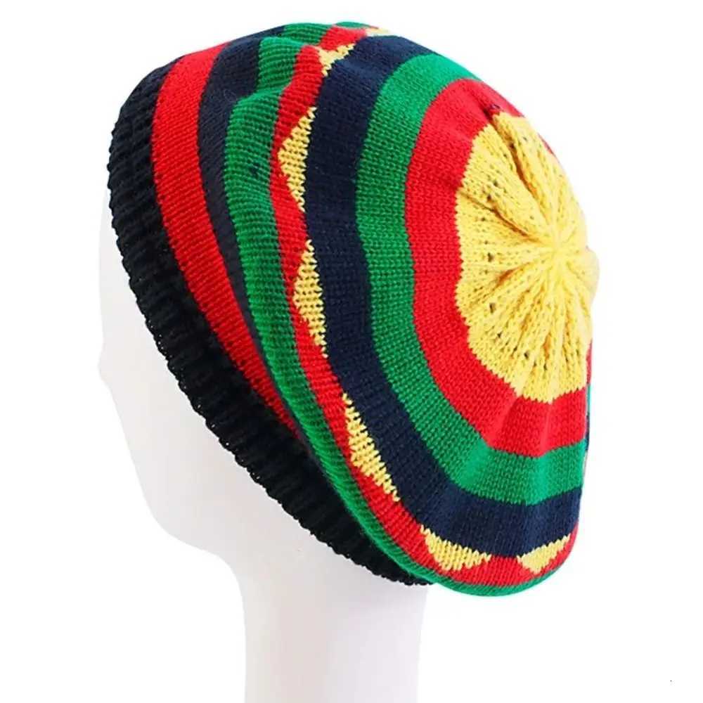 New Jamaican Reggae Loose Knitted Beanie Warm Wool Knitted Rainbow Hat Soft Skullcap Beanies CapXJ251129