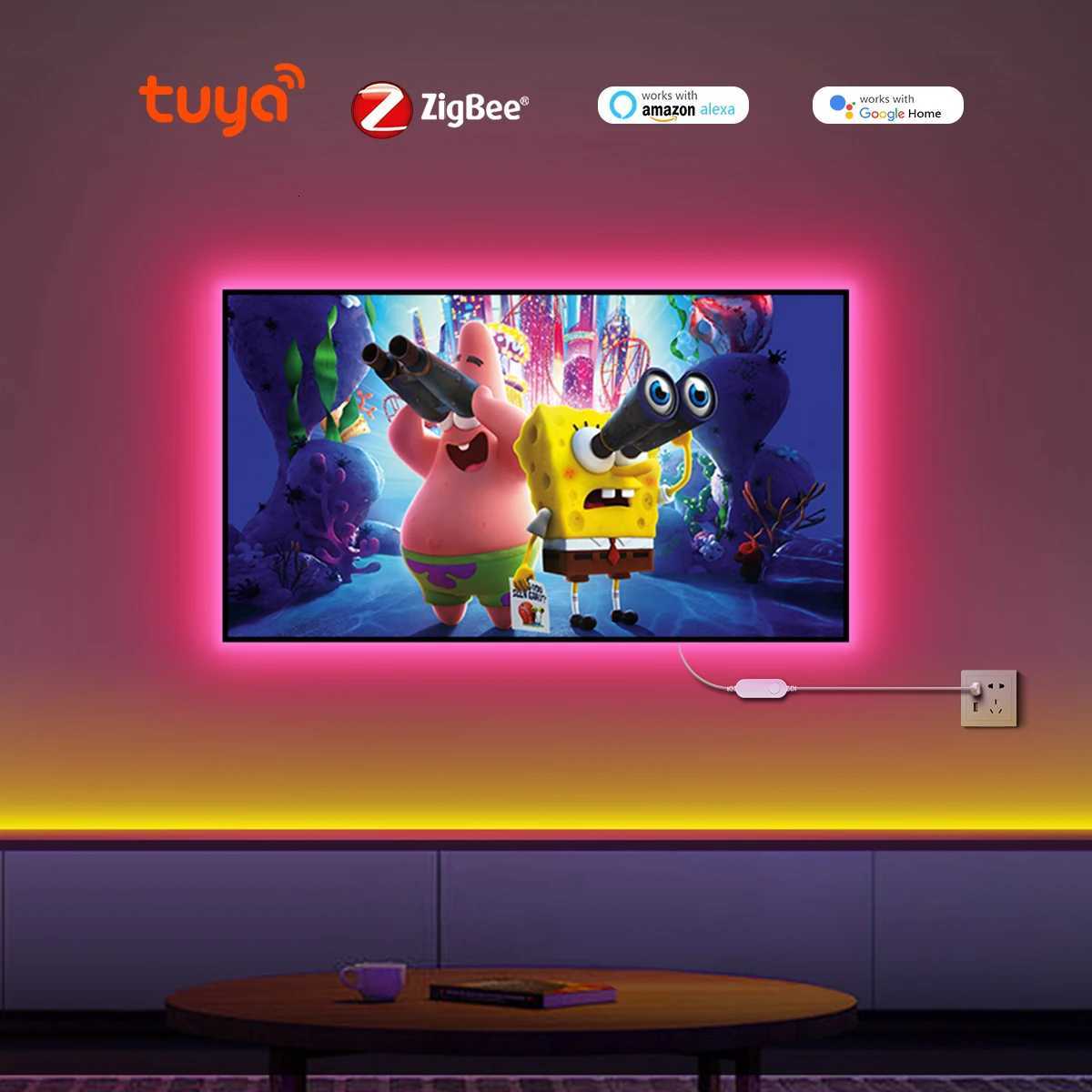 Zigbee 30 Tuya Smart 5V USB RGB COB LED Strip Light 576LEDs/M Dimmable Voice Control Work with Alexa Echo Google Home Assistant M251129