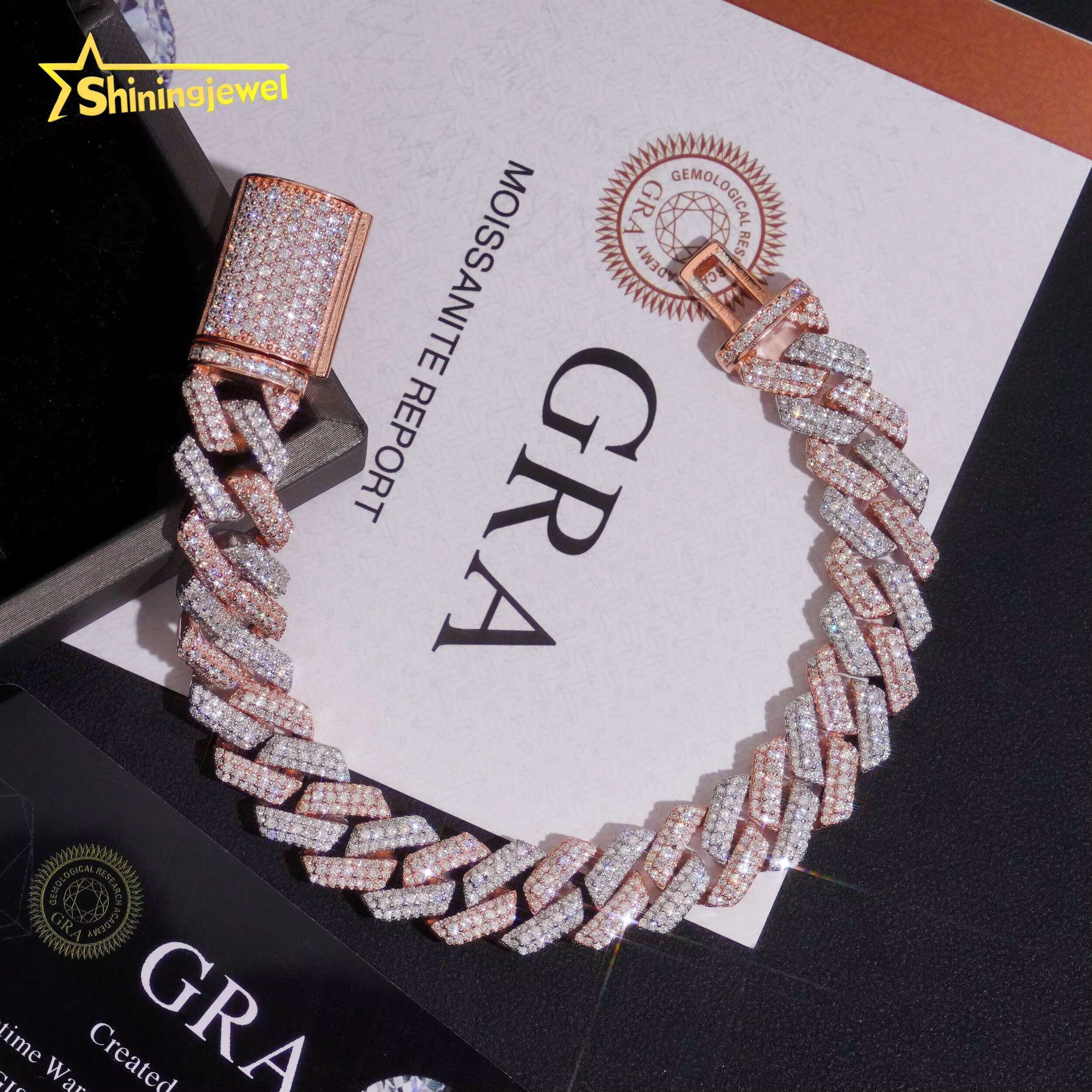Two Tones13mm GRA Moissanite His Hers Matching Cuban Bracelets Couple Moissanite Jewelry Engraved Gift for Him Her