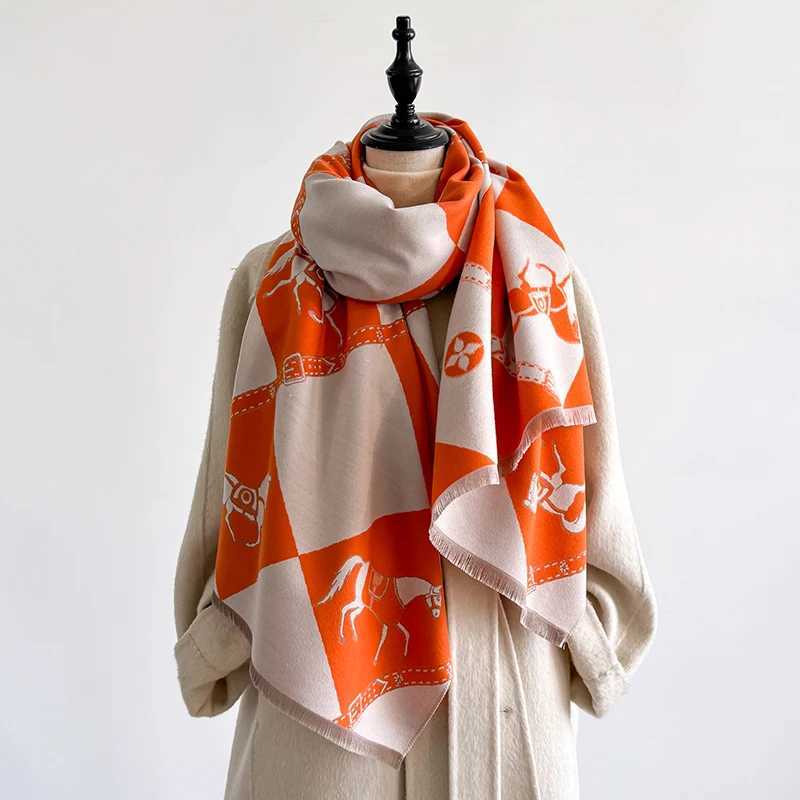 Elegant Heart Pattern Scarf Imitation Cashmere Soft Warm Versatile Shawl Coldproof Windproof Blanket Scarf for Autumn WinterJ251129