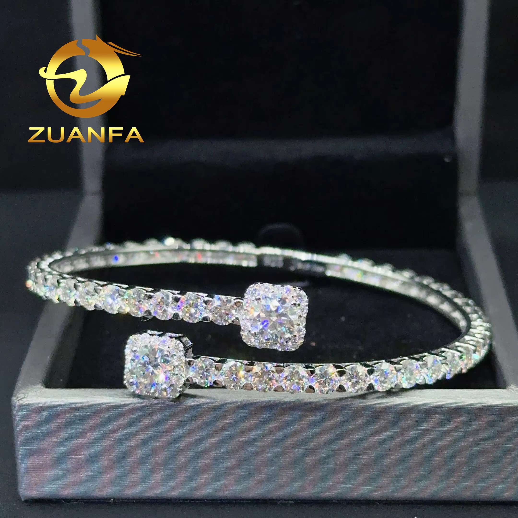 New Custom Hip Hop Jewelry 925 Silver VVS Moissanite Bracelet Men Iced Out 4.0mm Tennis Bangle Bracelet Pass Diamond Tester