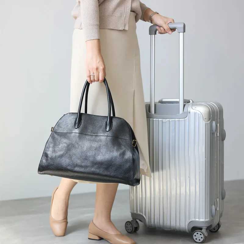 Womens Genuine Leather Large Capacity Tote Bag Female Retro Luxury Briefcase Vintage Cowhide Shoulder Handbag K251128