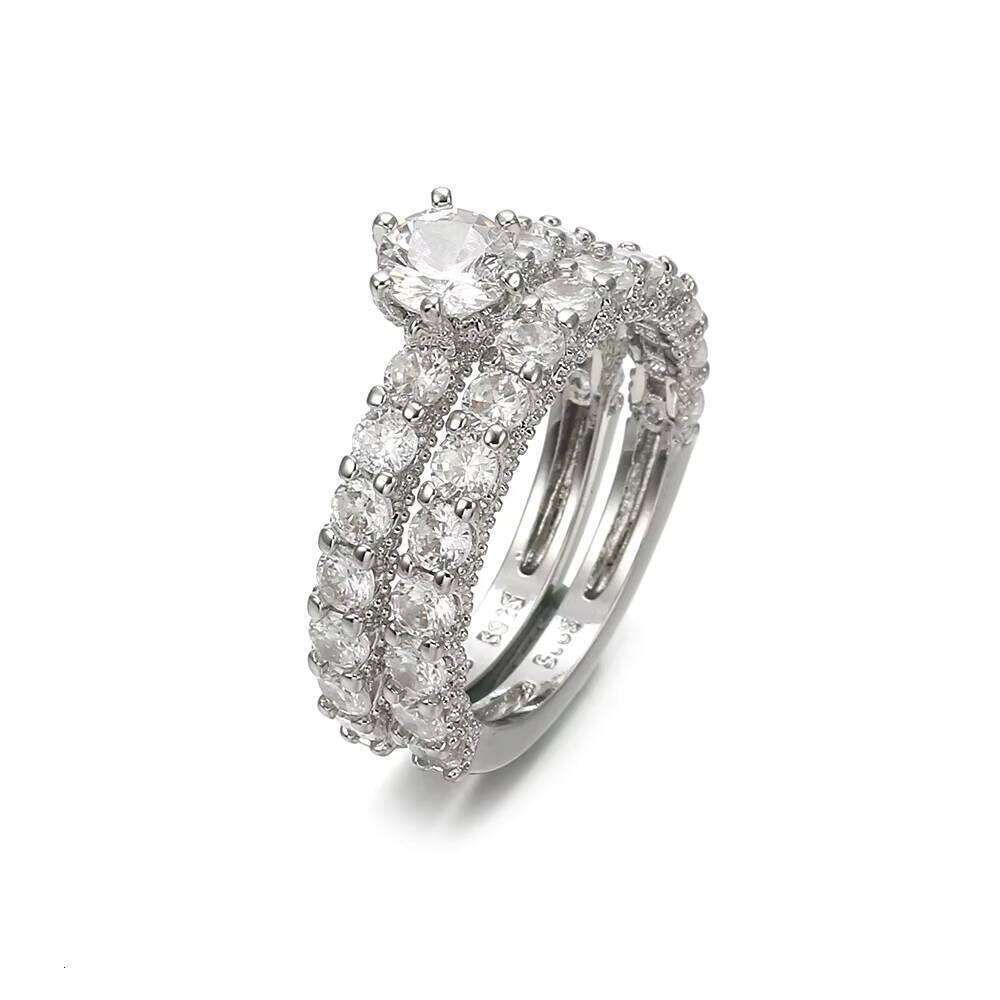 European and American Women Engagement Wedding fashion Full Couple Ring Free delivery