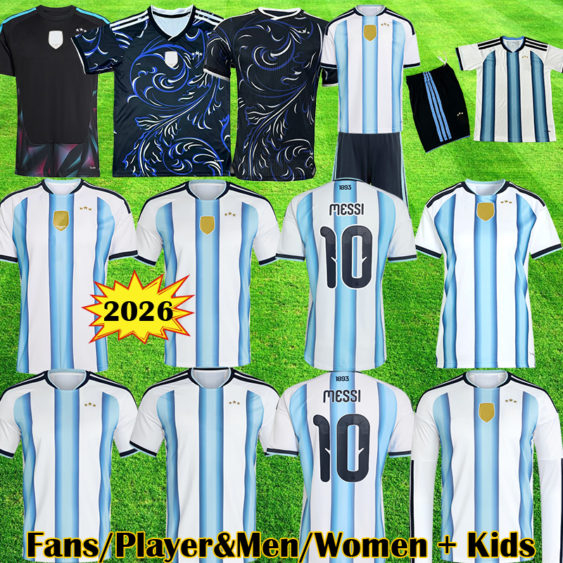 3XL 4XL MESSIS 2026 Argentina soccer Jerseys Fans player version copa MOLINA MARTINEZ Maradona de paul football shirt Men women Kids sets uniforms di maria XXXL