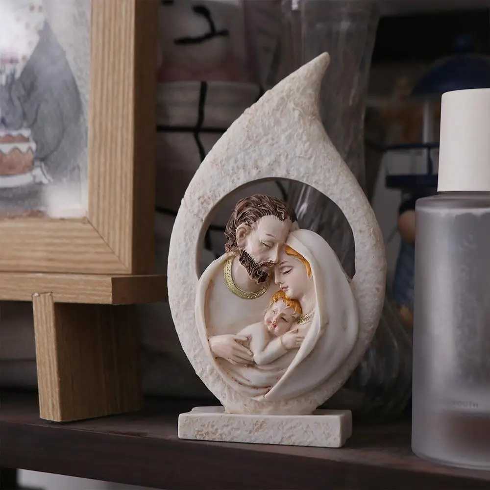 Creative Exquisite Sacred s Statue Painted Handmade Holy Family Figurine Crafts Resin Nativity Ornaments Christmas Gift H251129