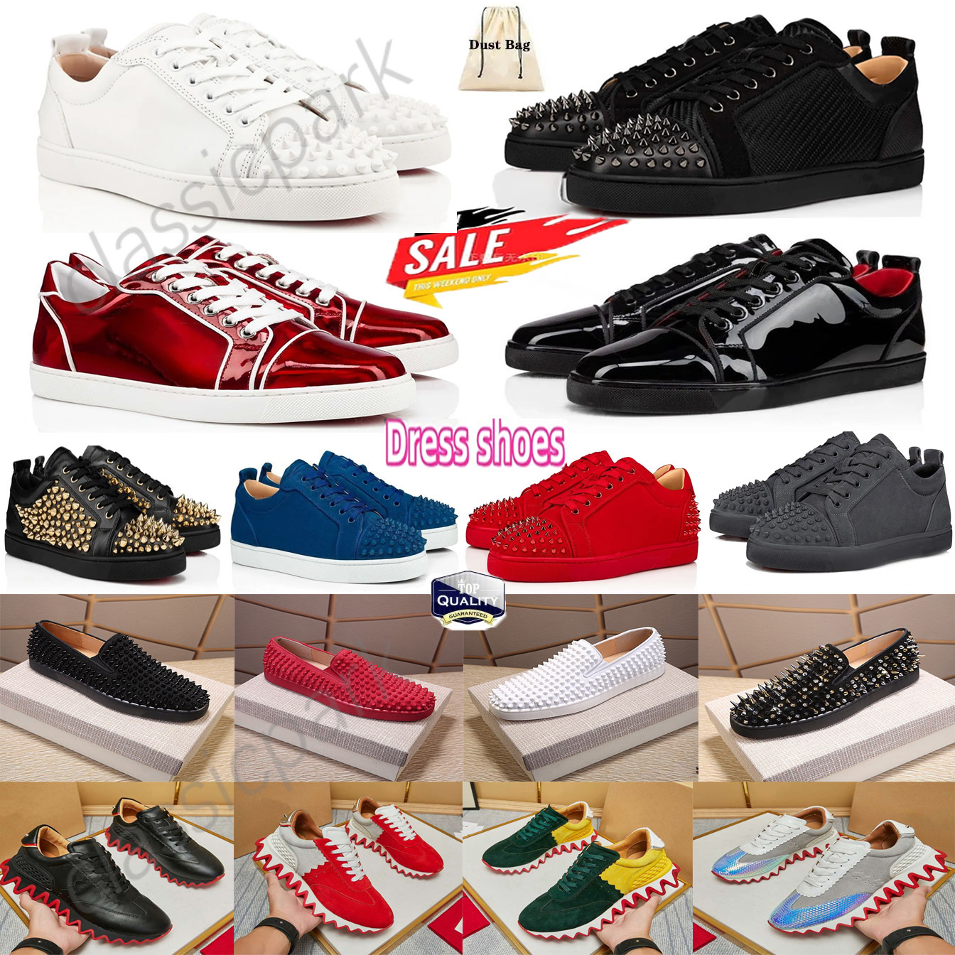 Luxury Designer Low Dress Shoes Men Casual Glitter Grey Rivets Leather Suede Camo Green Men Women Fashion Spikes Office Career Wedding Trainers Sneakers size 35-47