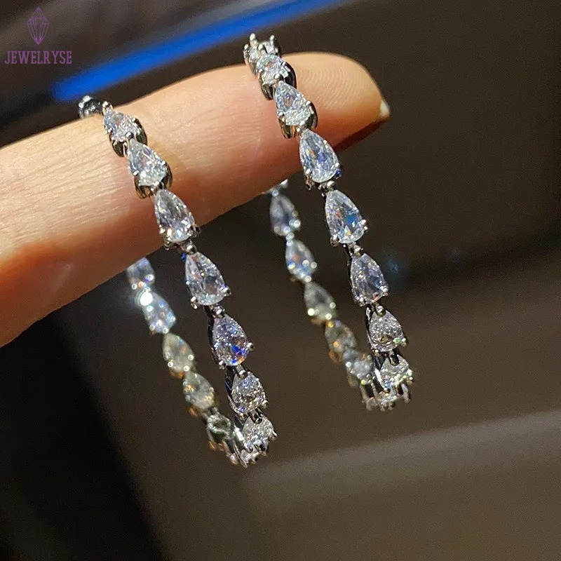 Choucong Top Sell Clip Earrings Luxury Jewelry 925 Sterling Silver Water Drop 5A Cubic Zircon Party CZ Diamond Women Wedding Earbobs For Lover Gift