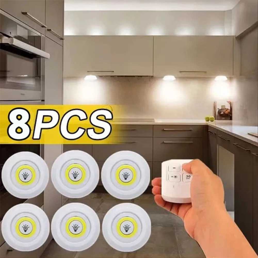 1-8pcs LED Under Cabinet Light with Remote Control Battery Operated COBLED Closets Lights Wardrobe Bathroom lighting Night Light M251129
