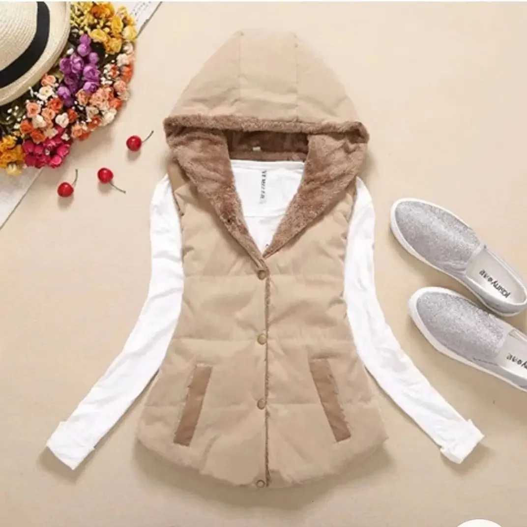Jacket Vest off-Season Clearance Autumn Winter Coral Fleece Vest Womens Hooded Jacket Chaleco MujerT251129