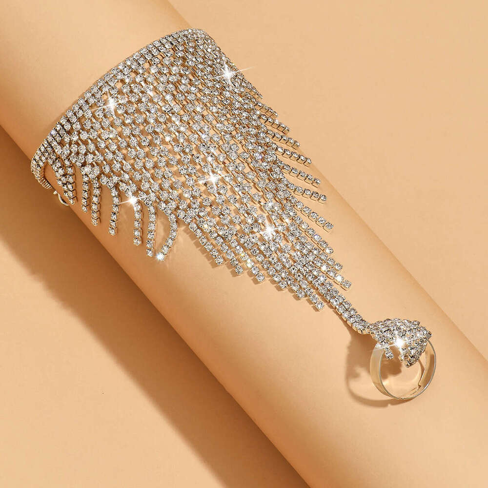 Women's Sparkle Ring with Crystal Accents & Flowing Tassels Perfect for Stage Shows