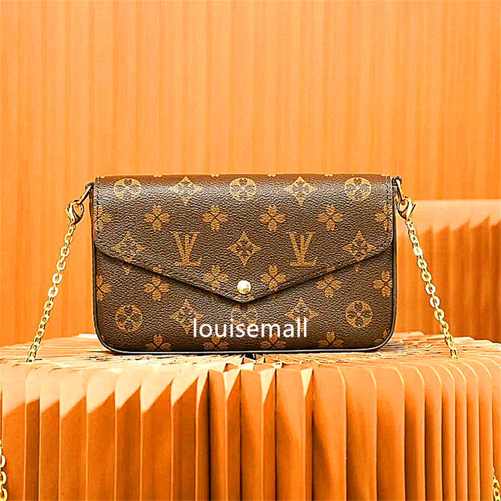 With Box Luxurys Designer Tote Bags Women Crossbody Genuine Leather Purse Fashion Flower Lady 3 Multi FELICIE POCHETTE Chain Shoulder Bag ladies Handbag Wallet 10A