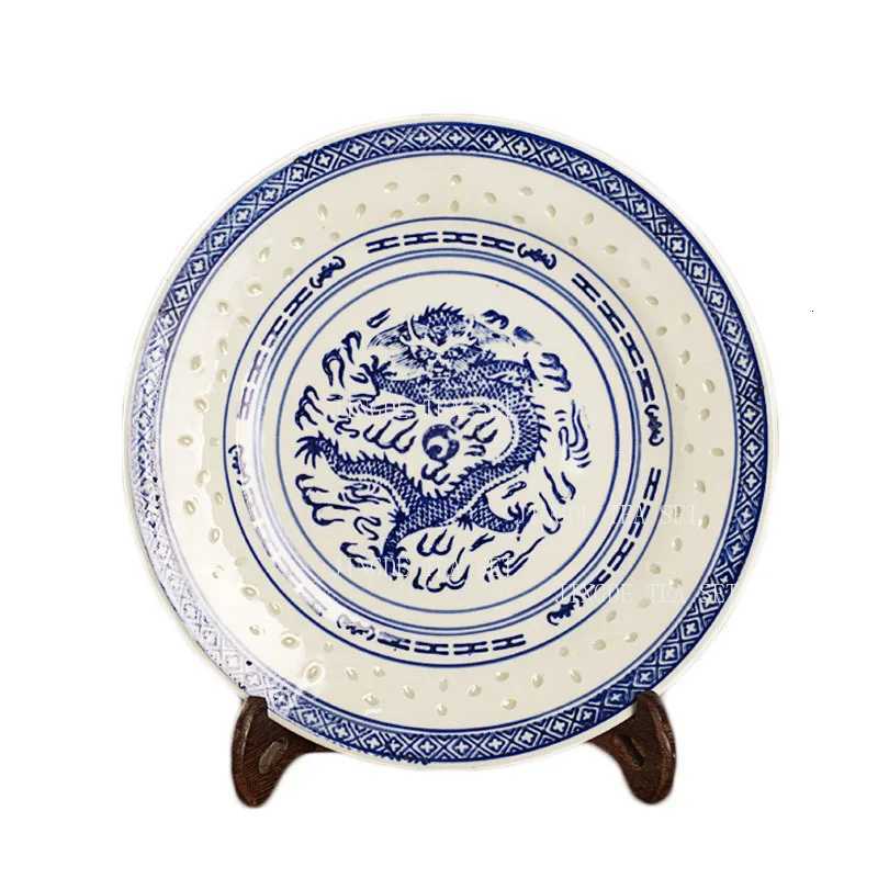 Luxury 1pc Old Style Ceramic Restaurant Plates Serving Plate He/Store Bone Plate Traditional Chinese Dragon Pattern Kitchen Utensils Y251129