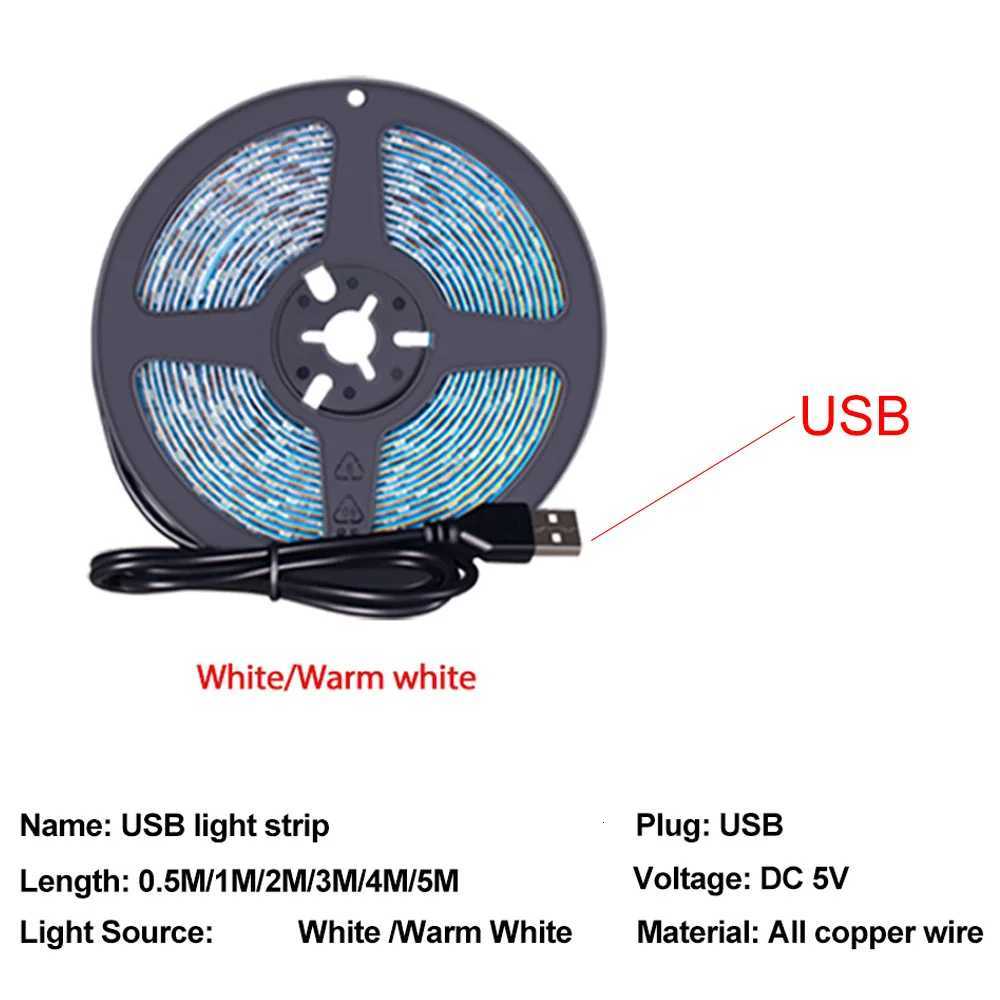 USB 5V LED Light Strips DC5V SMD2835 white/Warm white TV Background Lighting Flexible Ribbon Tape Waterproof LED decor lamp M251129