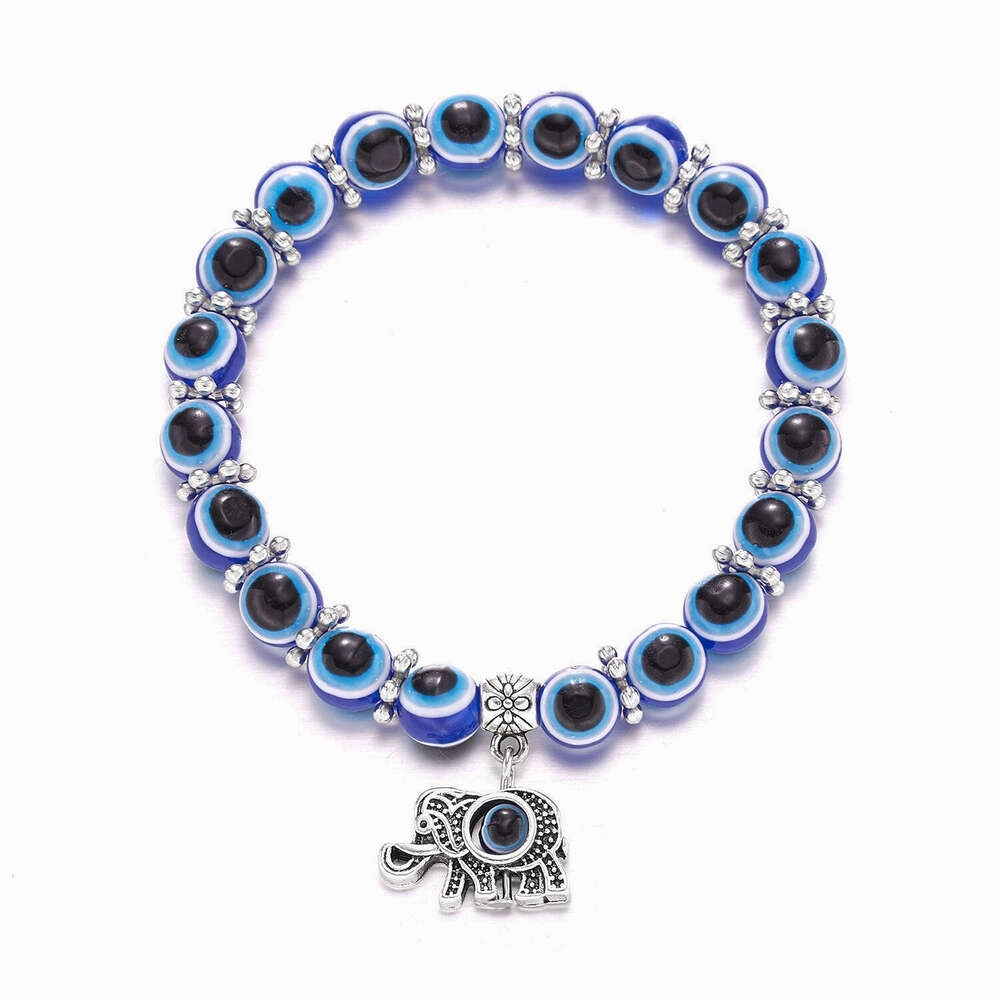 mens devils butterfly elephant animal pendant resin blue eye beads fatima palm bracelet
