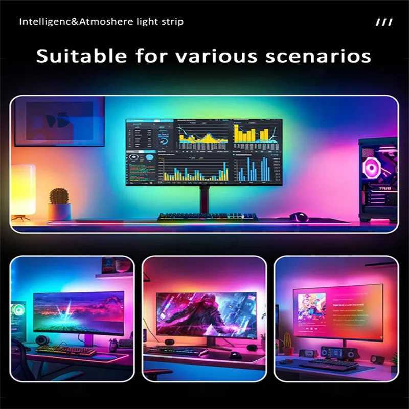 USB PC LED Strip Lights 24-34 Inch Computer RGBIC APP Music Sync Monitor Screen LED Backlight for Gaming Room Atmosphere Decor M251129