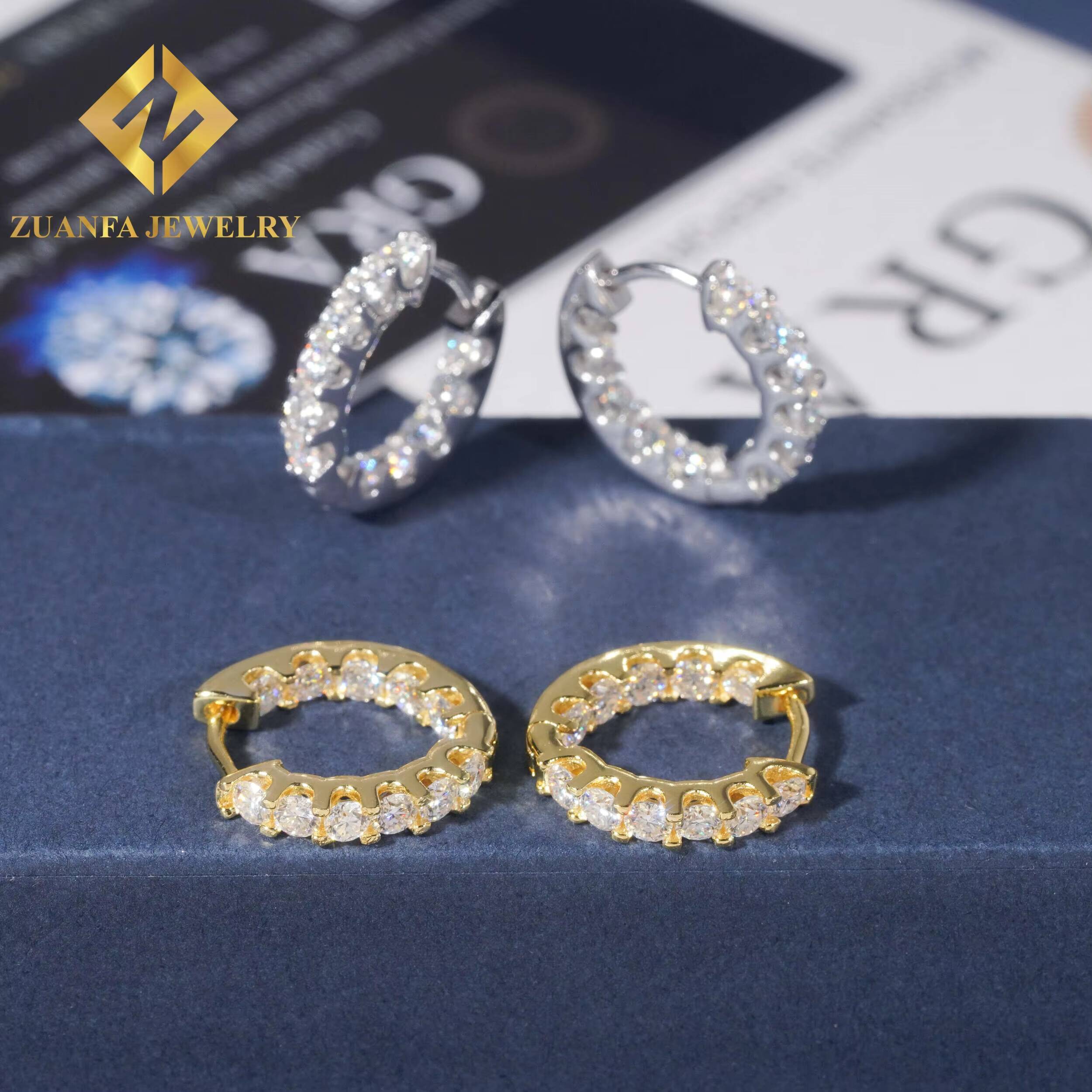 Fashion Women Tennis Earring 925 Sterling Silver VVS Moissanite Diamond Hoop Earring Hip Hop Earring Jewelry for Engagement