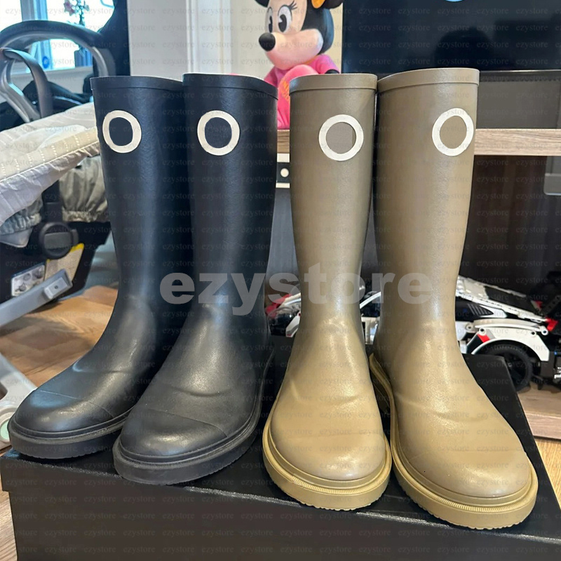 Women Rain boots Designer boots brand Heel Thicks Sole Ankle over the knee Womens Rubber Boot Rain boots green bright black shoes luxury boots 35-42