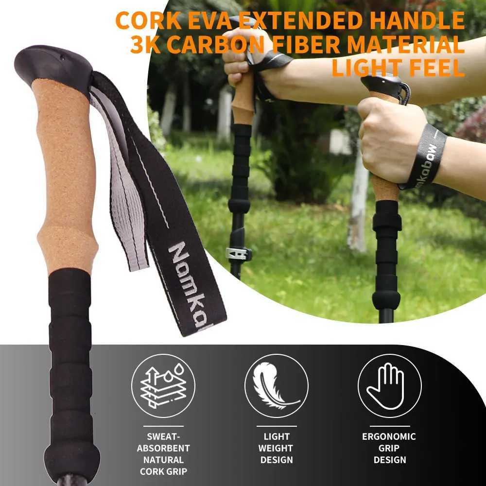Premium 3K Carbon Fiber Ultra Light Folding Trekking Pole with External Lock for Outdoor Hiking Stick X251128