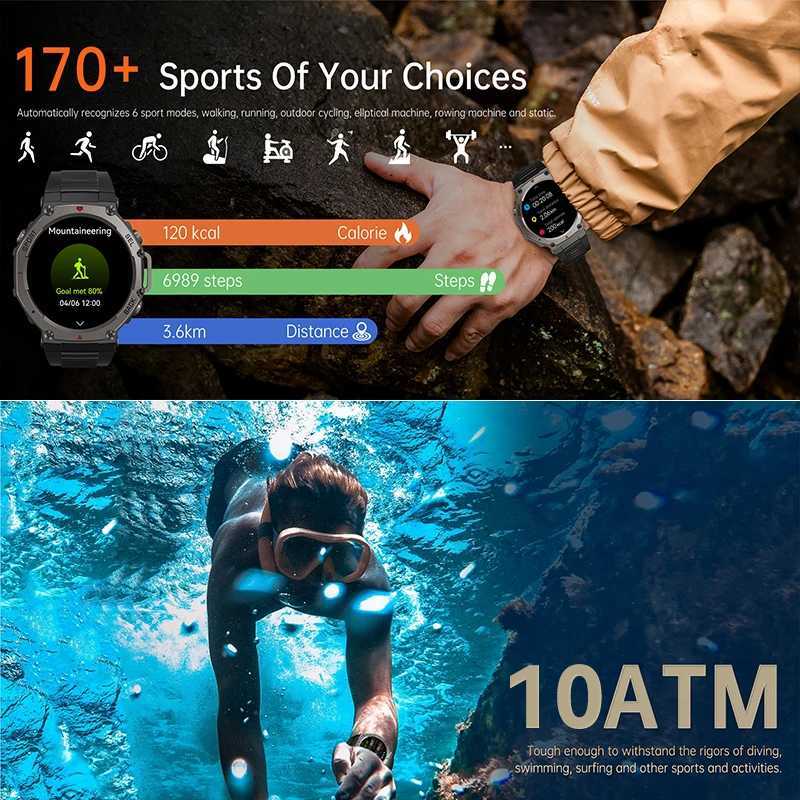 New T-Rex 3 Pro Dual-Band GPS Military Smart Watch 48mm 10ATM Water-Resistant 500mAh Battery Compass Altimeter AGPS Smart Watch M251129