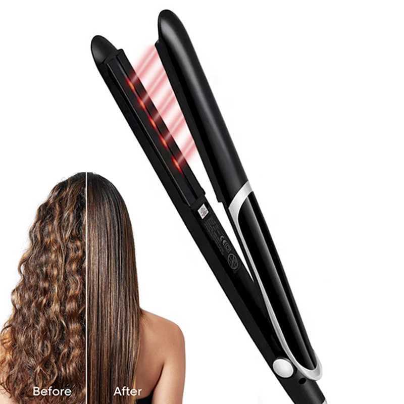 Infrared Straight Tourmaline Coating or Ceramic Lcd Display Negative Ion Flat Iron Fast Straightening Hair Curler Flat IronsT251129