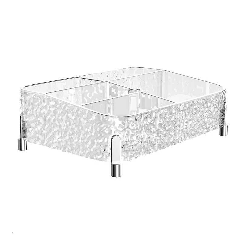 Glacier-print Desktop Makeup Organizer with Legs Clear Lipstick Split Vanity Storage PET Organizer Makeup Organizer Box Y251129
