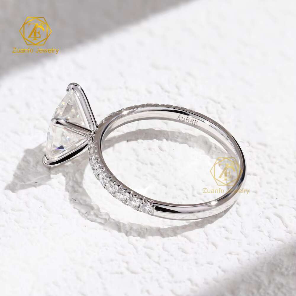 Moissanite Jewelry Solid 14K Pure Gold 1.5CT 6*6mm Cushion Cut Diamond Halo Moissanite Engagement Wedding Ring