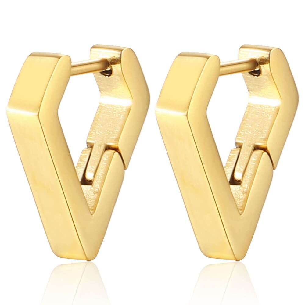 stainless steel ear buckles for women light handmade polished geometric earrings in furnace genuine gold earrings