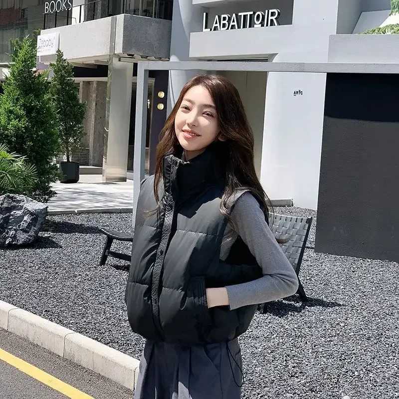 Solid Color Quilted Drawstring Womens Vests New Outerwear Working Pretty Trend 2025 Lady Giletes Casual Elegant Coats on SaleT251129