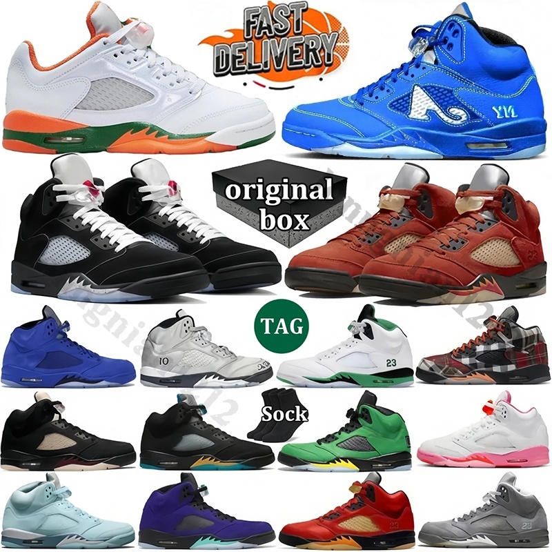5 OG Sneakers With Box Basketball Shoes Designer 5 5s Metallic Reimagined Miami Hurricanes Grape Alternate UNC White Black Cat Mens Women Outdoor Shoe Trainers