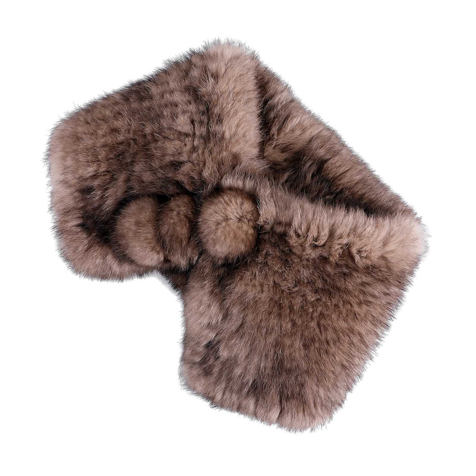 Womens Winter Scarf Neck warmer Genuine Rabbit Fur Knitted Wraps and Shawls Furry Stole Shoulder capeJ251129