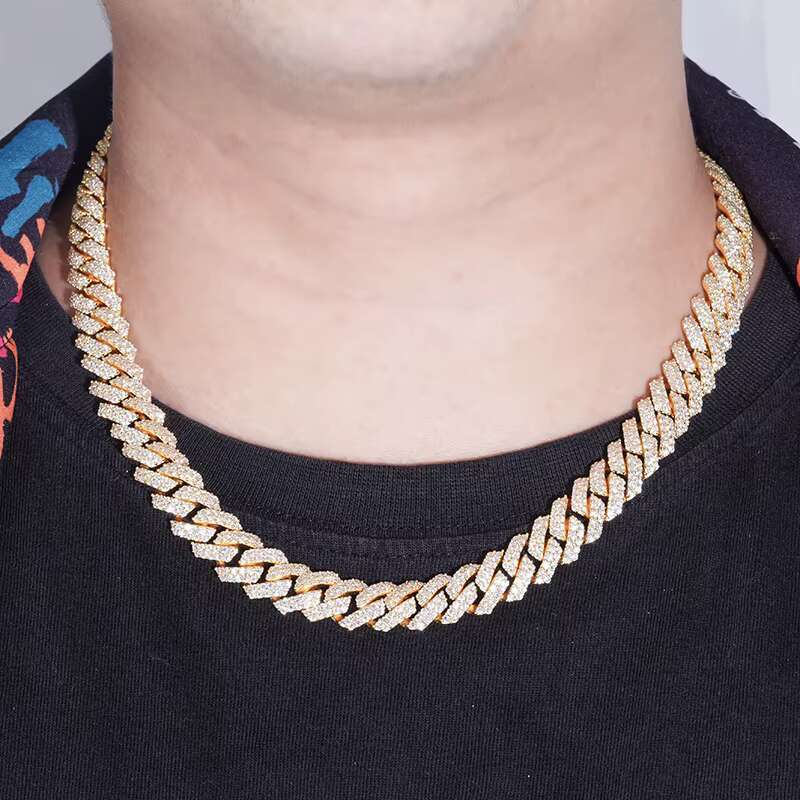 Fashion Moissanite Rope Chain 14 Karat Solid Gold Woman Jewelry Cuban Link Chain Necklace Miami Cuban Gold Chain Cuban Necklace