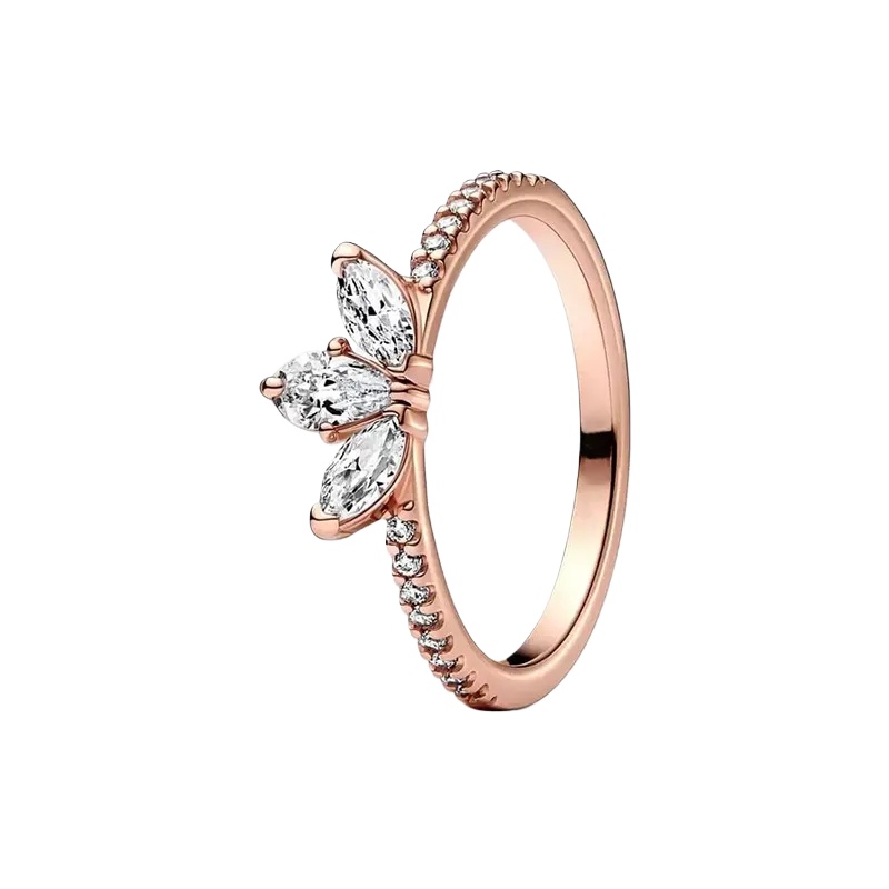 Sparkling Herbarium Cluster Ring 925 Silver Luxurious RING set Women Girls Wedding Gift Jewelry Diamond Crystal Rose Gold Stacking rings with Retail Box