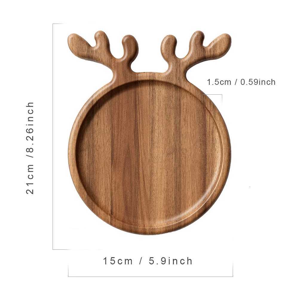 Appetizer Platter Decorative Christmas Tray with Antler Handle Wood Dinner Tray Dessert/Snacks/Fruit/Cookies Dessert Snacks Tray Y251129
