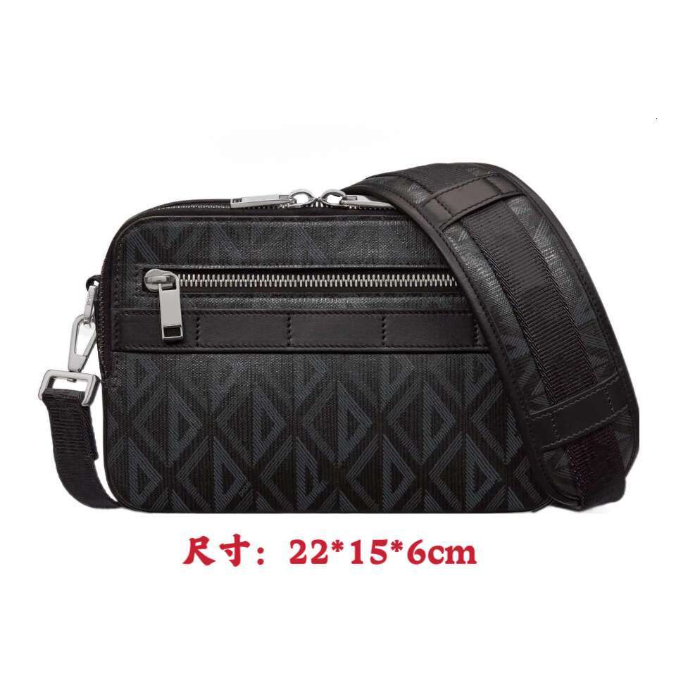 New men's PVC camera canvas coating classic checkered shoulder crossbody messenger bag
