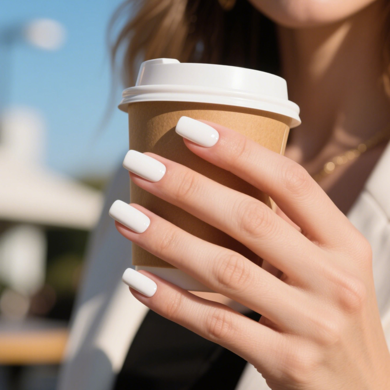 32 pieces of simple white press-on fake nails, compact short ballet nails, fashionable removable wearable press-on nail art patches