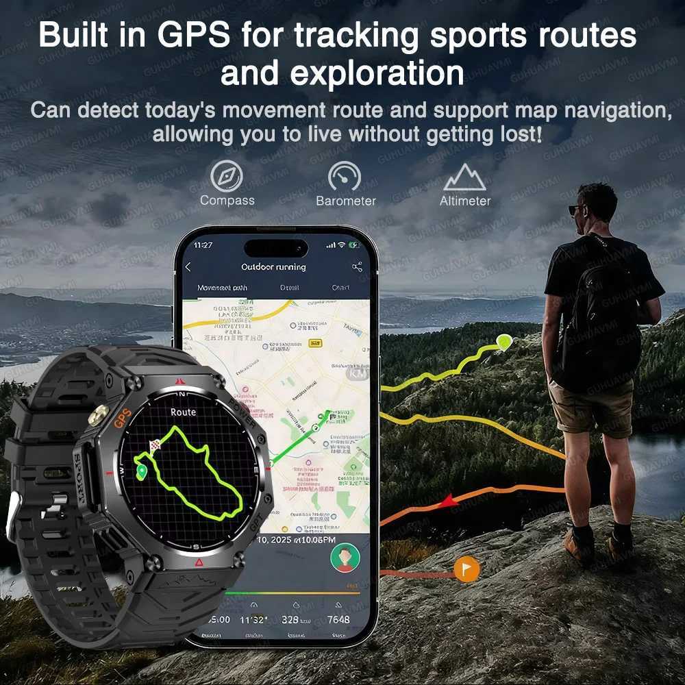 T-Rex 3 Ultra Military Grade GPS Smart Watch 10ATM Waterproof Compass Altimeter Barometric AMOLED Men HD Call Sports SmartwatchW251129