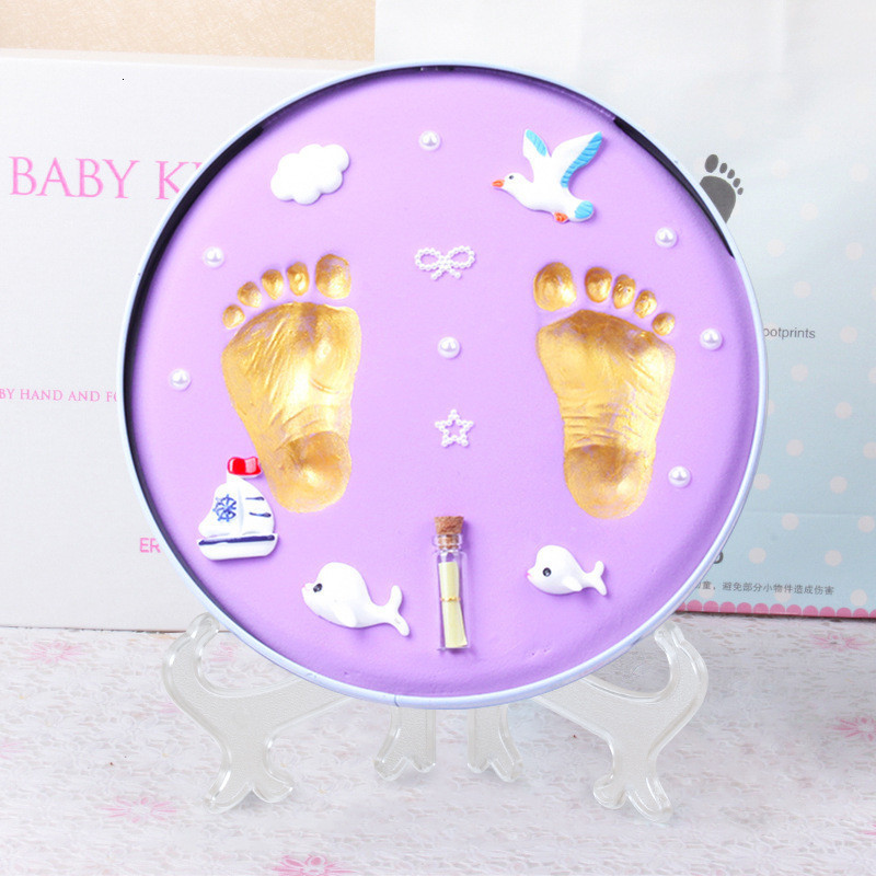 Newborn Hand and Foot Prints Mud Fetus Hair Souvenir DIY Baby Hand and Foot Prints Hundred Days Full Moon Year Old Gift 211028