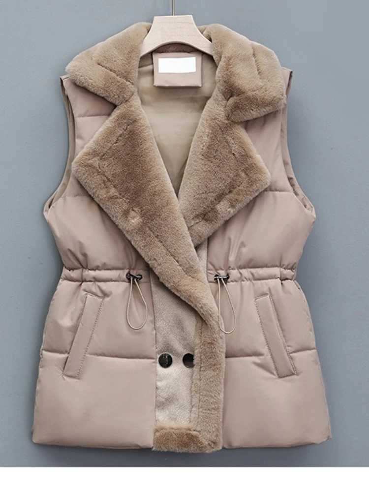 Autumn Winter Womens New Down Cotton-Padded Vests Jackets Sleeveless Female Turn-down Collar Outerwear Thicken Warm WaistcoatT251129