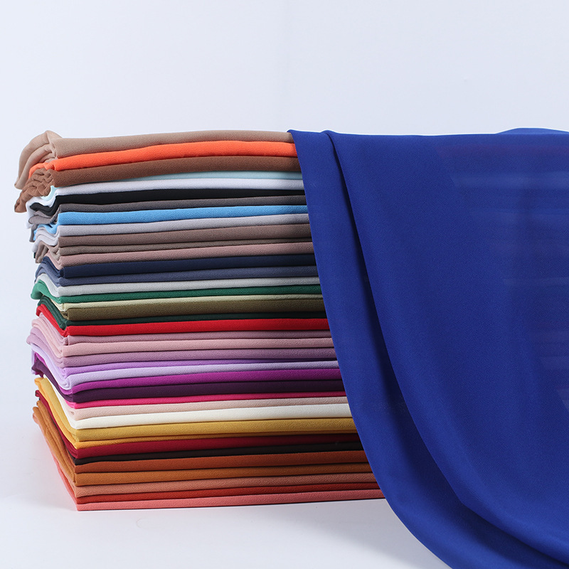 K561 Cross-border pearl chiffon scarf for women solid color bubble scarf all-match head scarf Malaysia silk scarf manufacturer wholesale