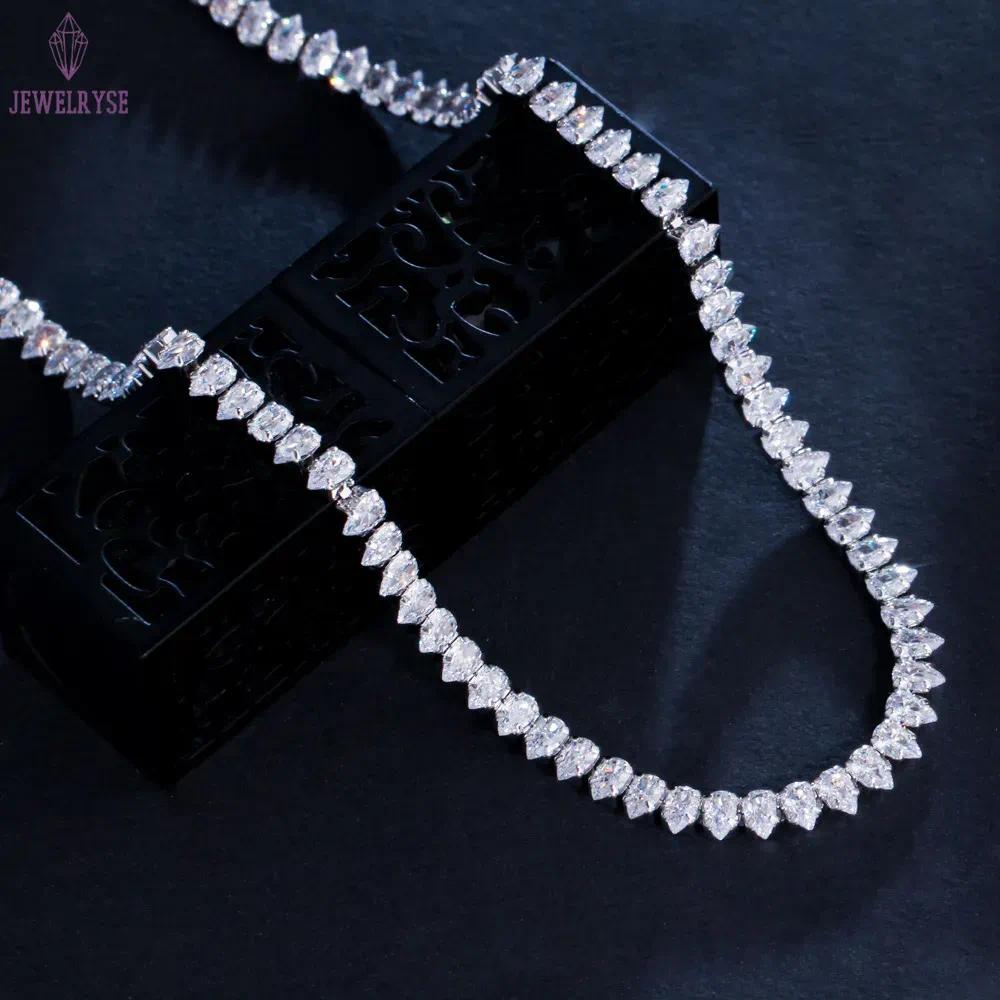 Wedding Jewelry Sets Luxury 18k White Gold Fill Full White Water Drop 5A Cubic Zircon CZ Diamond Party Women Bridal Necklace Stud Earring Valentine Gi