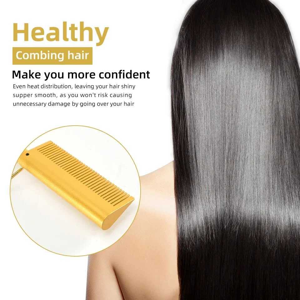 Hair Straightener Flat Irons Wet Dry Use Hot Comb Heating Hair Straight Styler Curling Iron Comb Fast Heating Press CombT251129