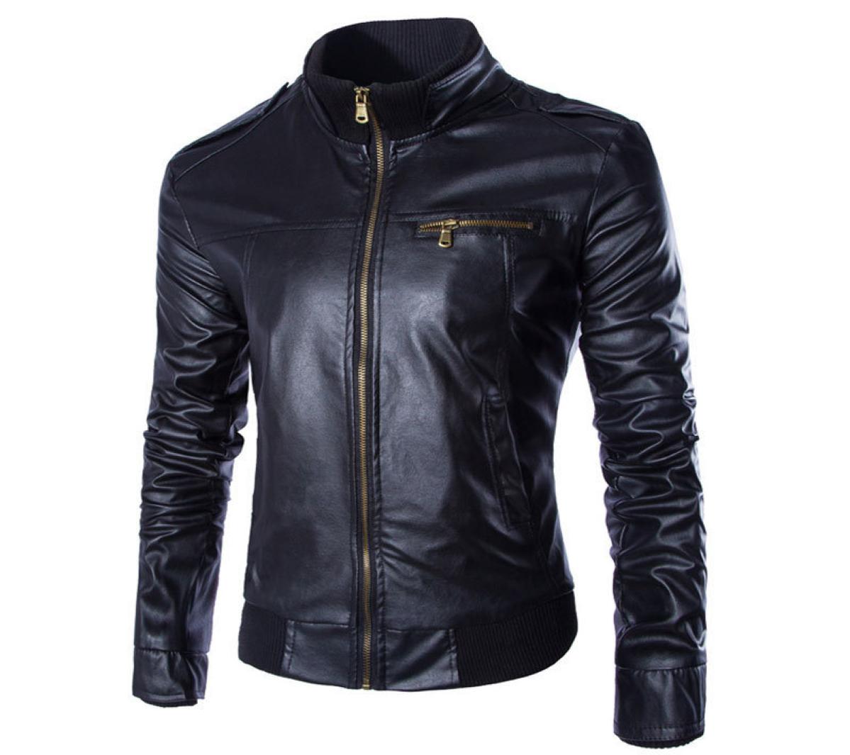 Whole New PU Leather Jacket Men Blouson Moto Cuir Mens Windproof Motorcycle Biker Jacket Jaqueta de Couro Veste Cuir Homme Y09866454