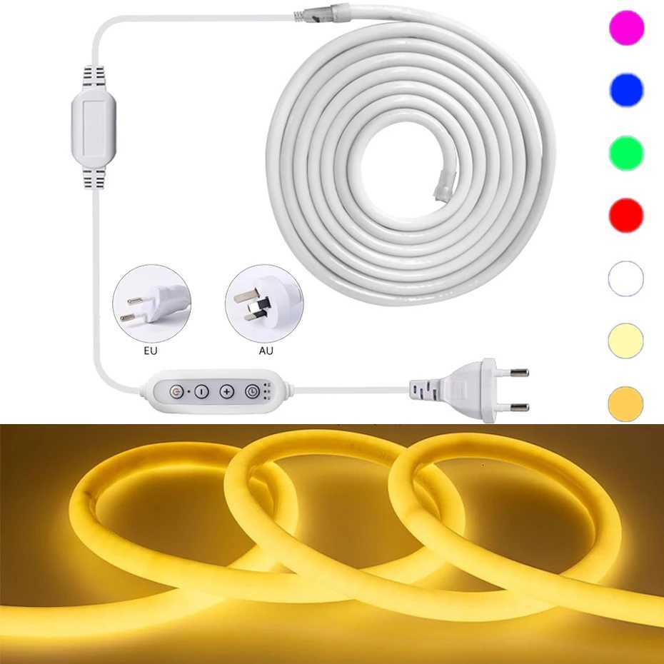 120leds/m LED Neon Strip 220V 1m-25m Flexible Tape 360 Degree Round Light Waterproof Strip with EU AU Timing Dimming Switch Plug M251129