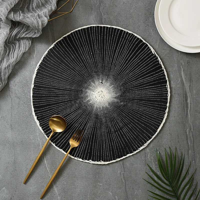 Luxury 2pcs European Style Light Luxury Paper Placemat Coffee Mat Versatile Hotel Decoration Handwoven Western Placemat Y251129