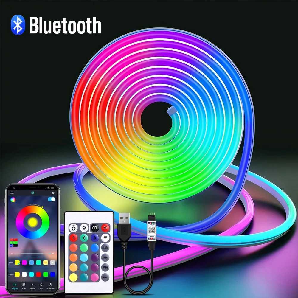 5V USB RGB Neon LED Strip 1M 2M 3M 4M 5M RGB Neon Tape With Bluetooth App and Remote Control For Sign Neon Decoration Lighting M251129