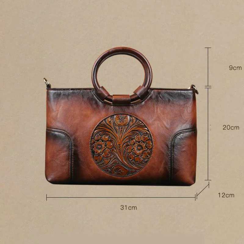 2025 New High Quality Leather Women Handbag Retro Handmade Embossed Shoulder Bag For Women Large Capacity Female Messenger Bags K251128