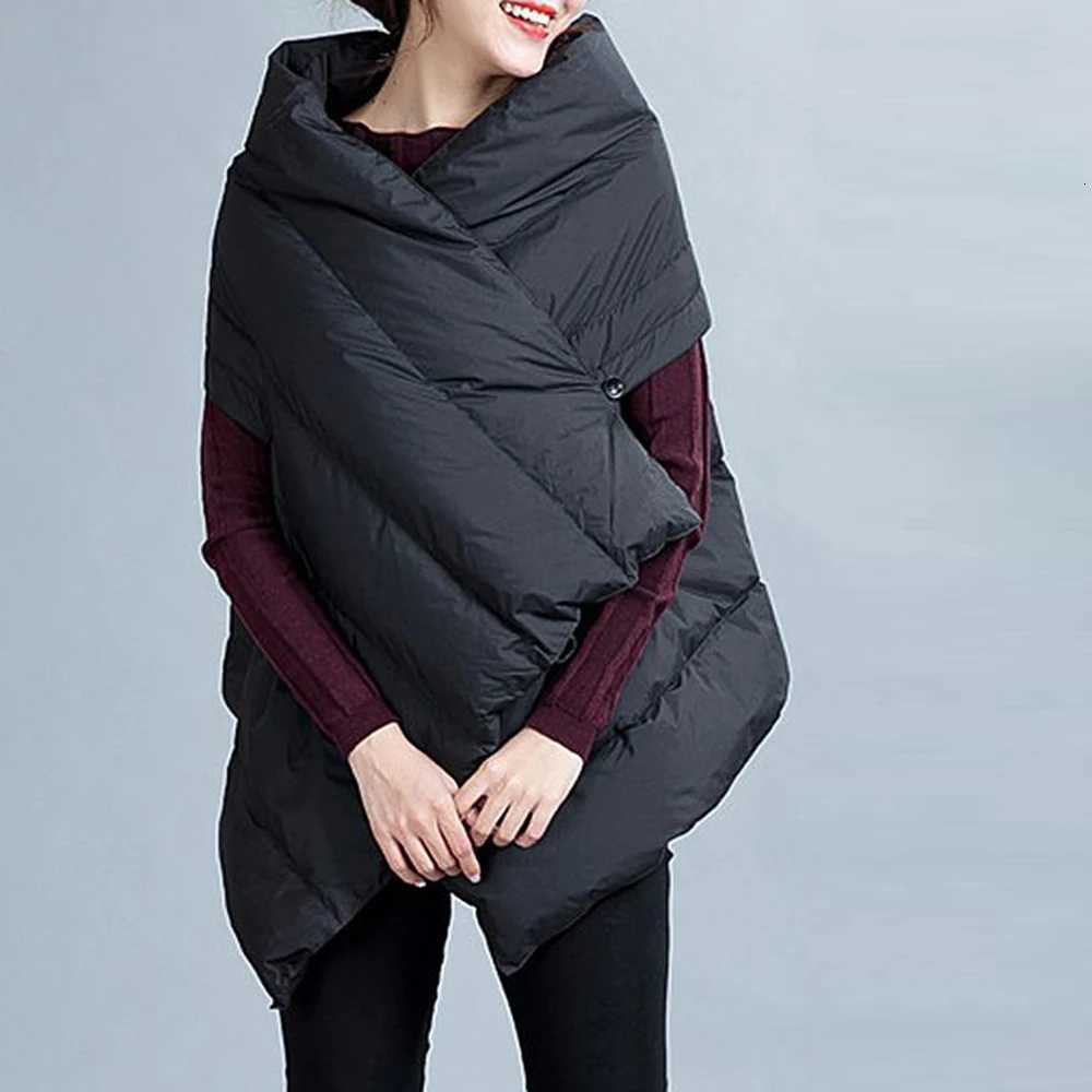 2024 Winter Huayu Irregular Hooded Down Jacket Womens Korean Womens Large Coat waistcoat women vestT251129