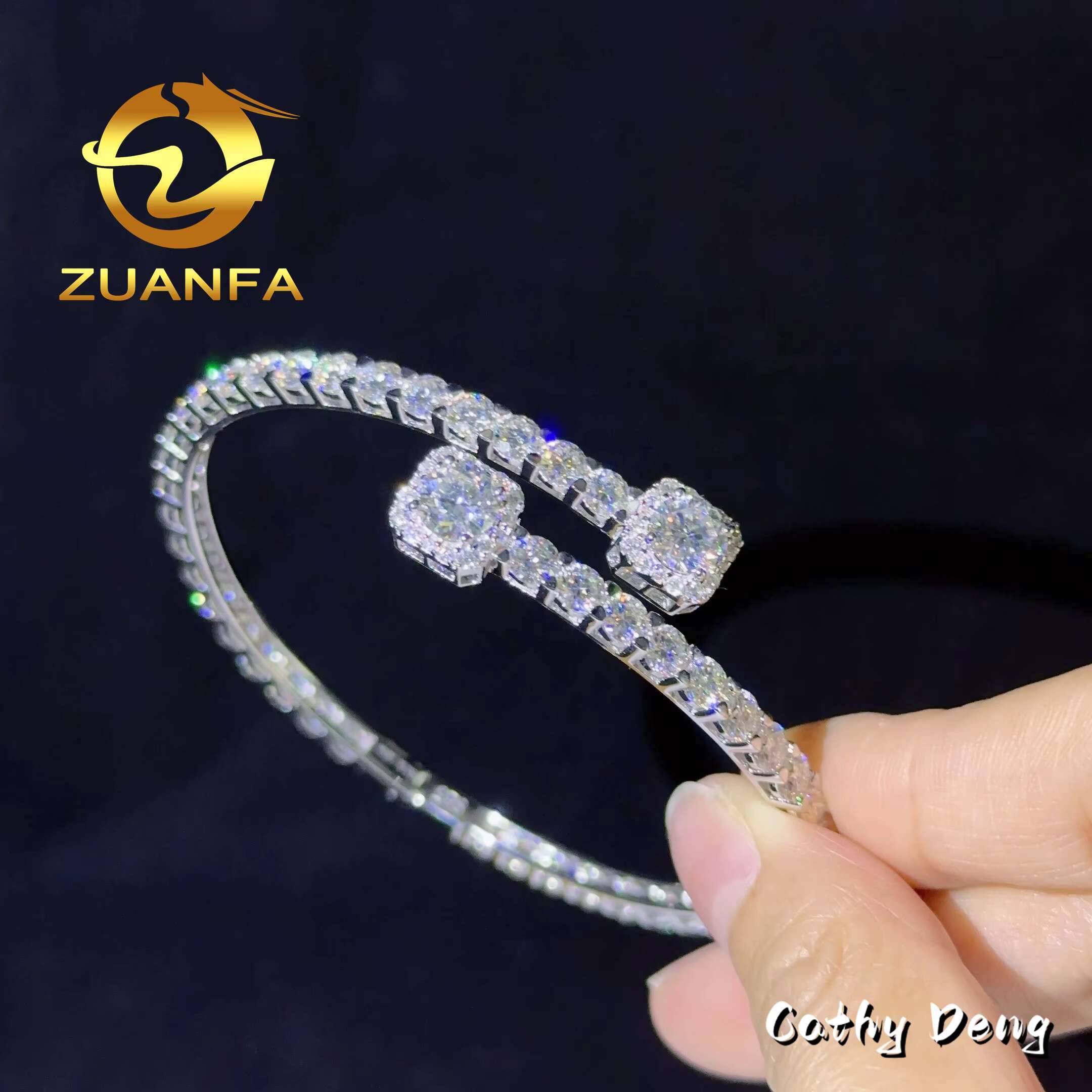 New Custom Hip Hop Jewelry 925 Silver VVS Moissanite Bracelet Men Iced Out 4.0mm Tennis Bangle Bracelet Pass Diamond Tester